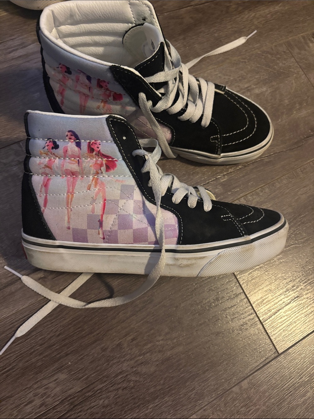 Vans Kids Black High-Top Sneakers with Pink Graphic